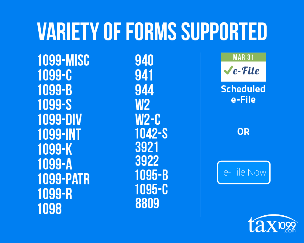 Variety of Tax Forms Supported
